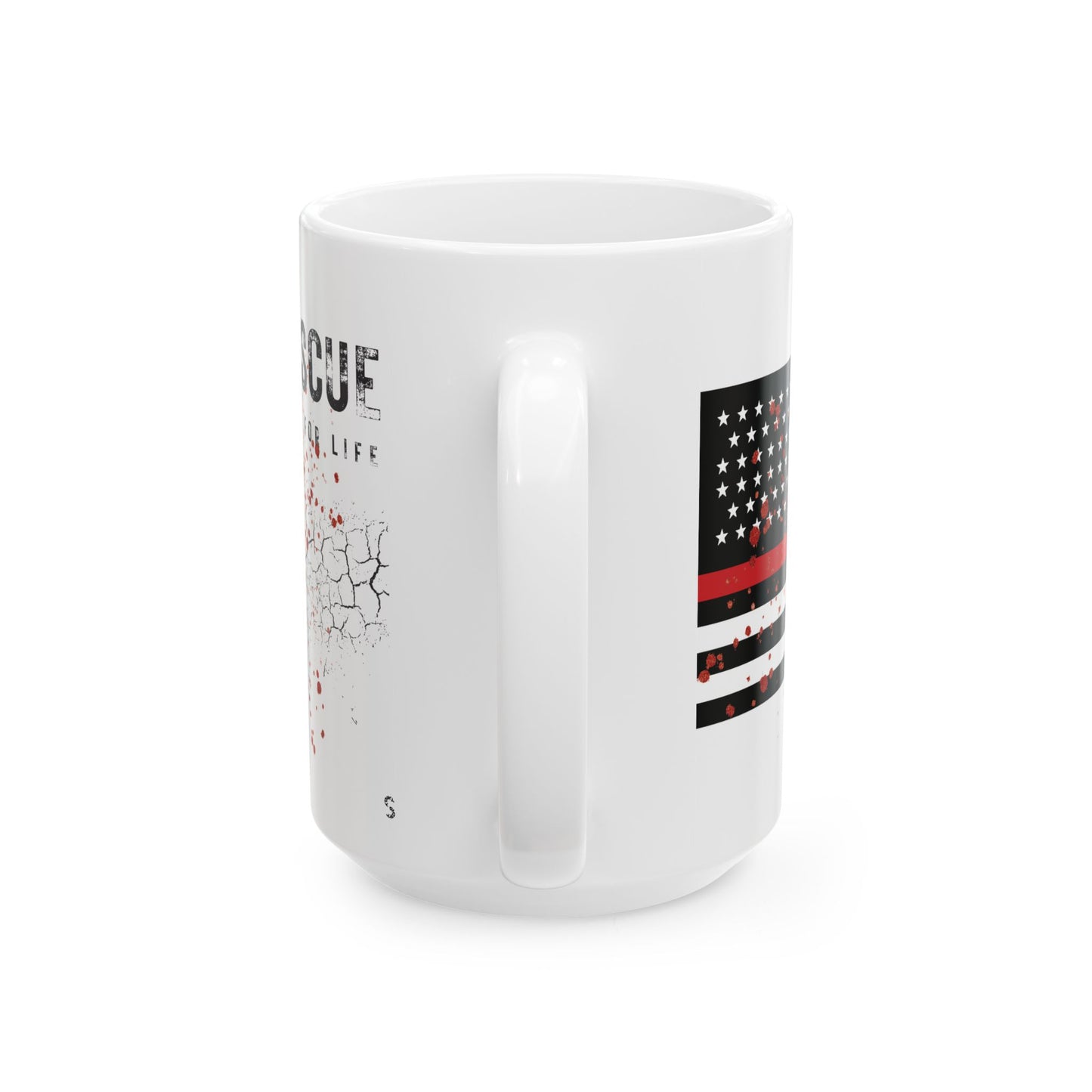 Fire Rescue 'Contaminated for Life' Ceramic Mug — Thin Red Line Blood-Splatter Tribute (11oz & 15oz)