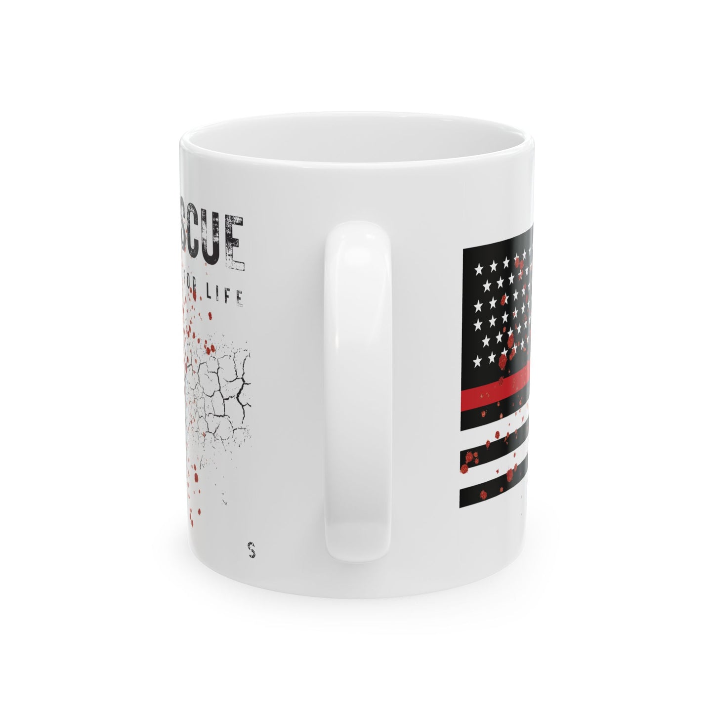Fire Rescue 'Contaminated for Life' Ceramic Mug — Thin Red Line Blood-Splatter Tribute (11oz & 15oz)