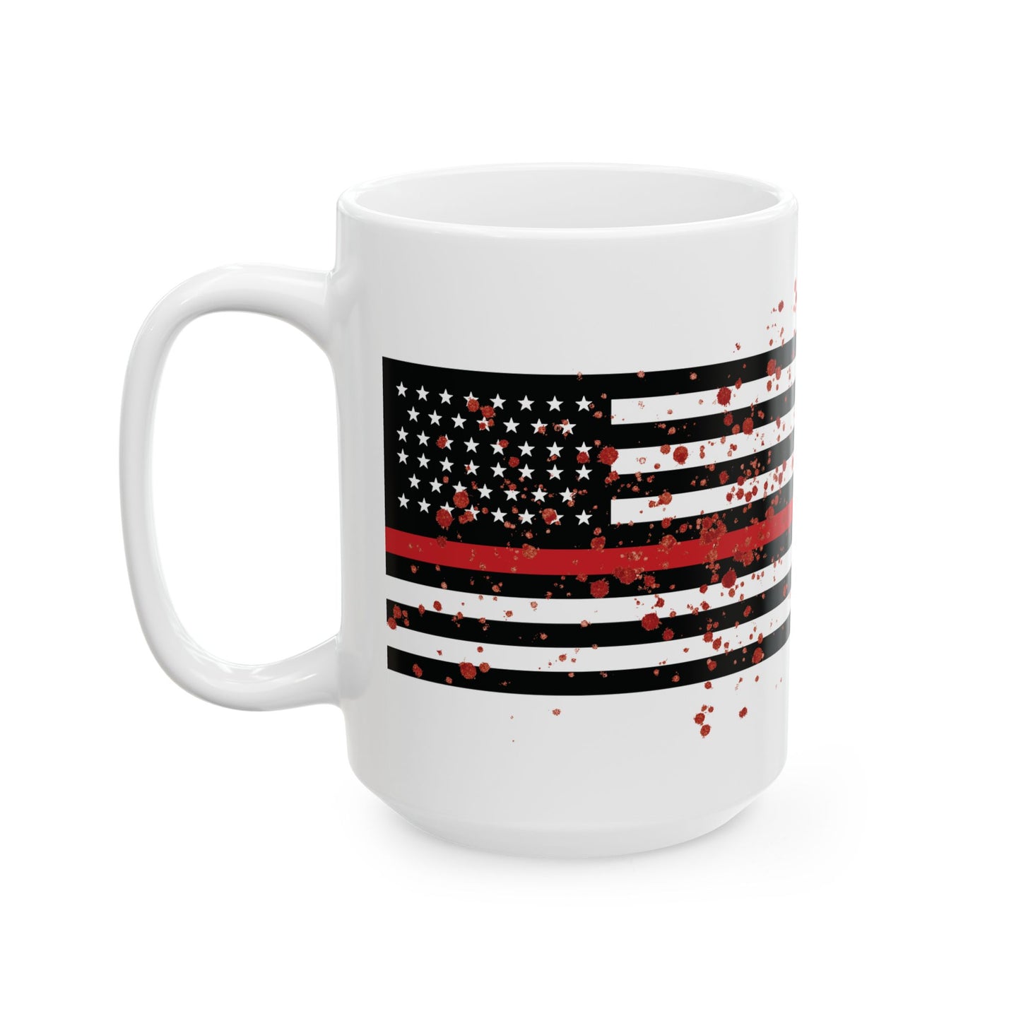 Fire Rescue 'Contaminated for Life' Ceramic Mug — Thin Red Line Blood-Splatter Tribute (11oz & 15oz)